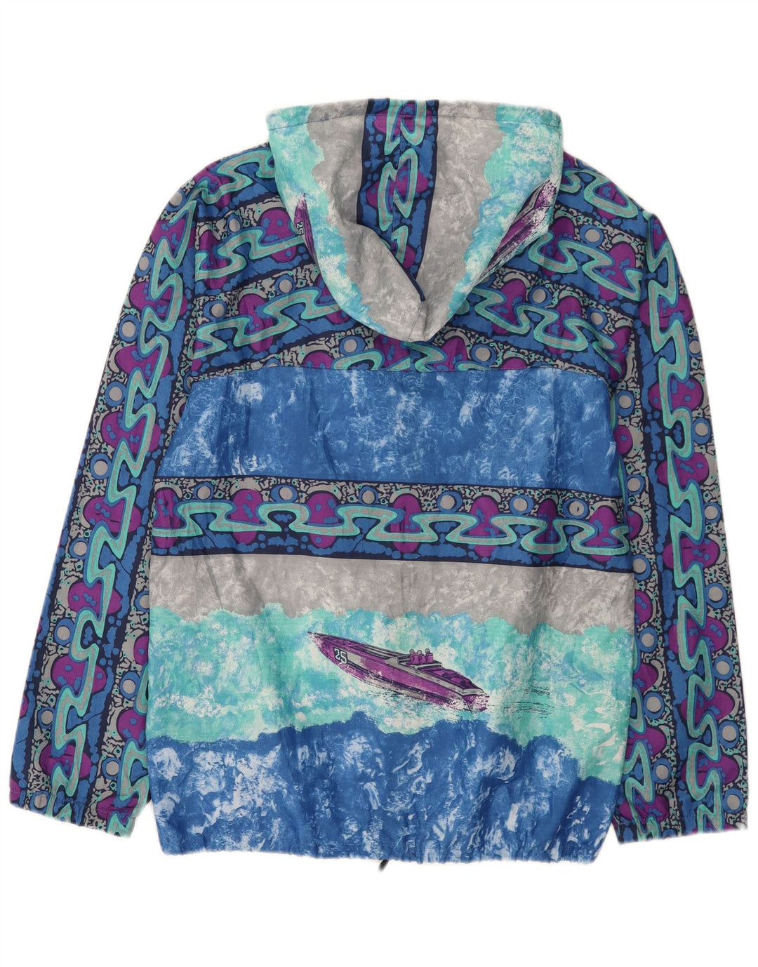 Vintage Ανδρικό Abstract Pattern με κουκούλα μπουφάν βροχής IT 52 XL Πολύχρωμο