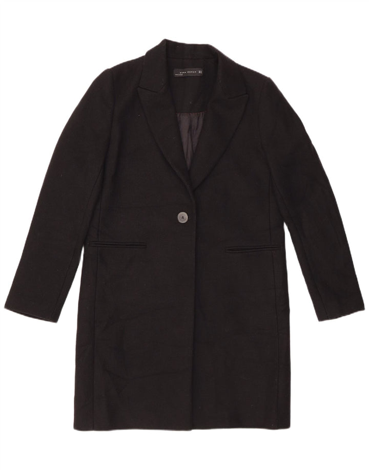 ZARA Γυναικείο Παλτό UK 14 Medium Μαύρο