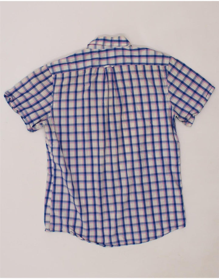 IZOD Mens Short Sleeve Shirt Large Blue Check Cotton Vintage Izod and Second-Hand Izod from Messina Hembry 
