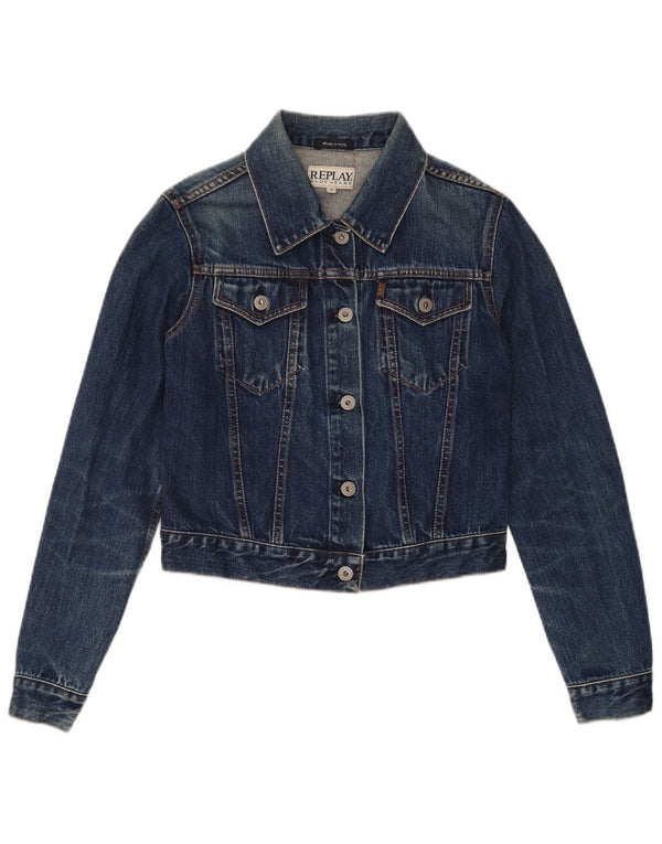 Replay Γυναικείο Crop Τζιν Μπουφάν UK 12 Medium Blue Cotton