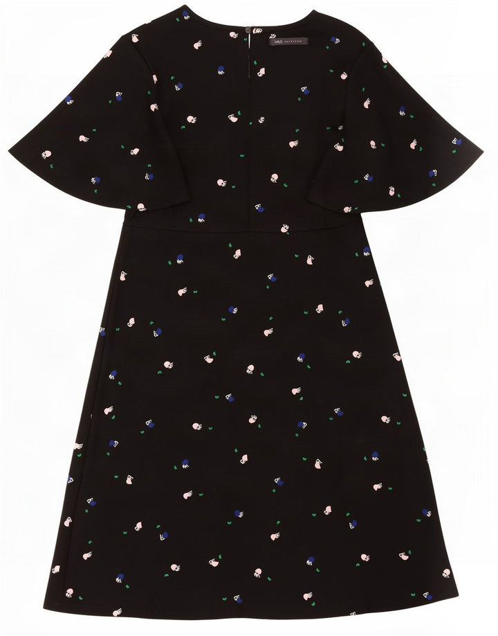 Marks & Spencer Γυναικείο Abstract Pattern φόρεμα A-Line UK 10 Small Black