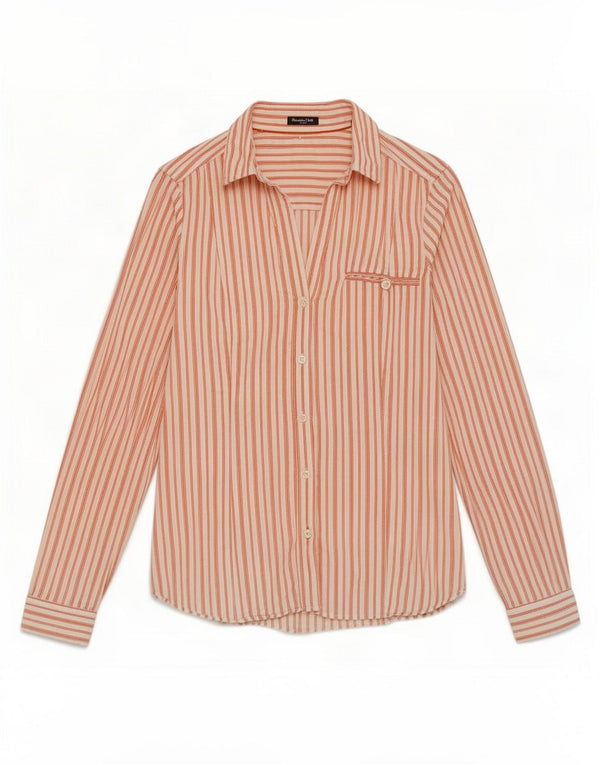 Massimo Dutti Womens Shirt EU 38 Small Red Pinstripe Cotton