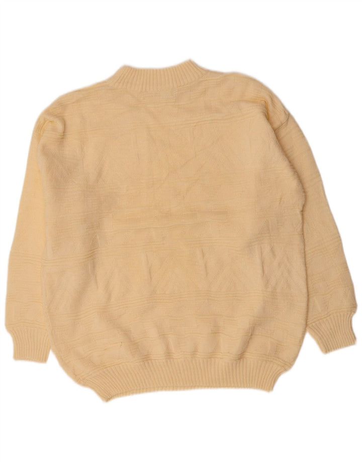 C&A Mens Turtle Neck Jumper Sweater Medium Off White Striped Acrylic