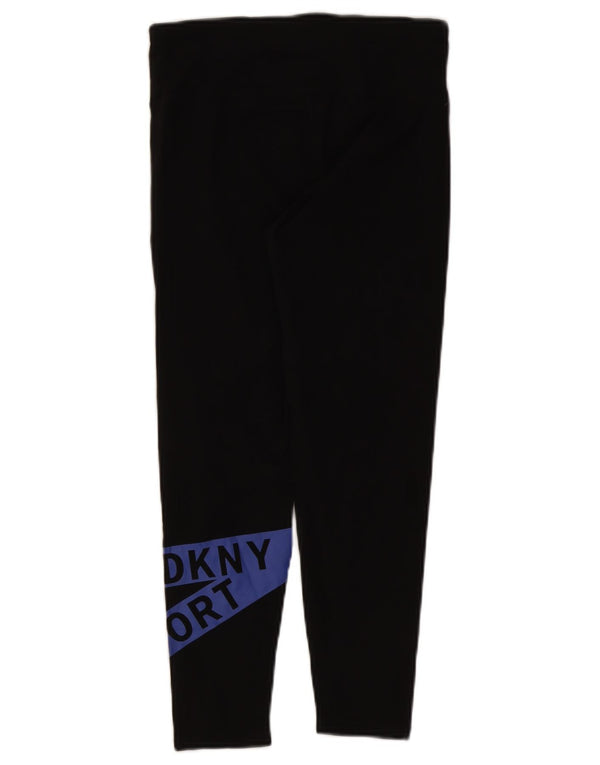 Γυναικεία γραφικά Crop κολάν Dkny UK 12 μεσαίου μαύρου χρώματος βαμβακερά