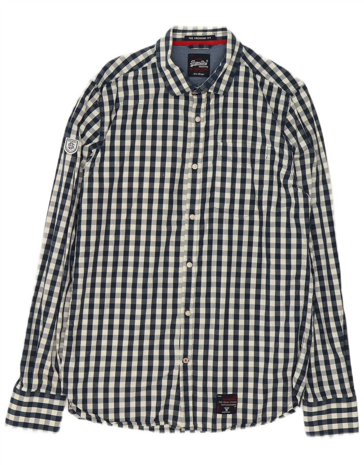 Ανδρικό πουκάμισο Superdry Μεγάλο Navy Blue Gingham Cotton