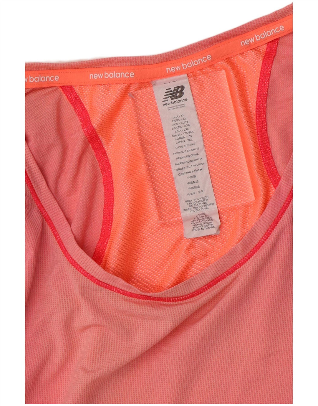 NEW BALANCE Γυναικείο T-Shirt Top UK 18 XL Pink Colourblock Nylon