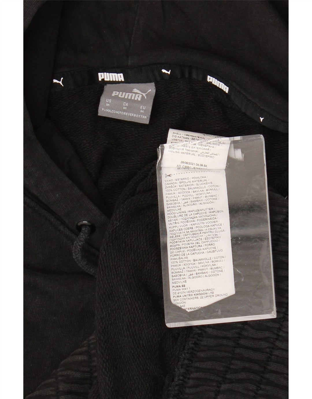PUMA Γυναικείο Hoodie Jumper UK 14 Medium μαύρο βαμβακερό