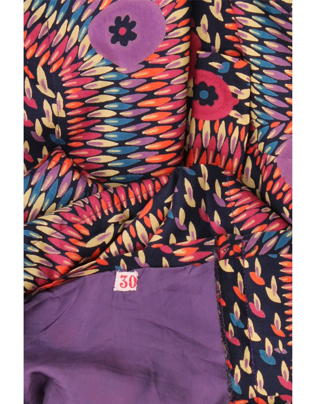 Vintage γυναικείο μακρυμάνικο φόρεμα UK 12 Medium πολύχρωμο γεωμετρικό