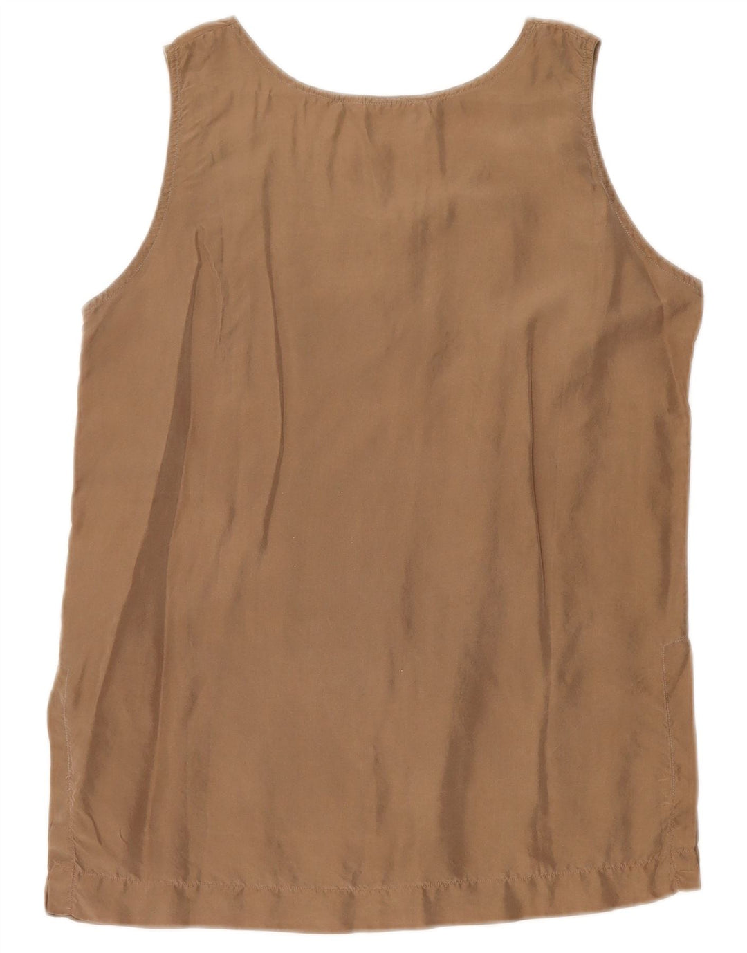 Vintage γυναικεία αμάνικη μπλούζα τοπ UK 10 Small Brown Silk