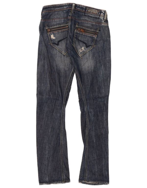 Guess Womens Distressed Slim Jeans W26 L30 Navy Blue Cotton