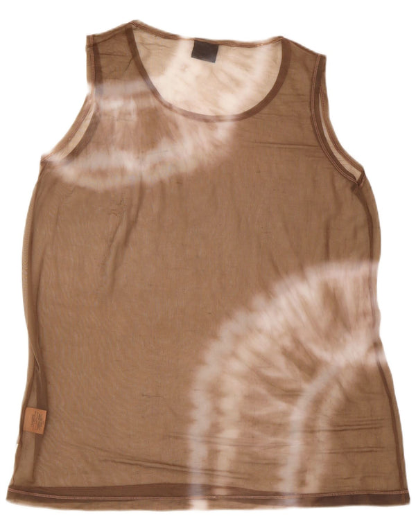 Trussardi Jeans γυναικείο γιλέκο UK 16 Large Beige Tie Dye Polyamide
