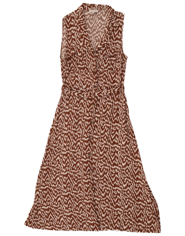 Warehouse Γυναικείο Αμάνικο Maxi Φόρεμα UK 12 Medium Brown Animal Print