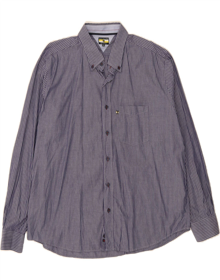 NAVIGARE Mens Shirt 2XL Navy Blue Striped Vintage Navigare and Second-Hand Navigare from Messina Hembry 