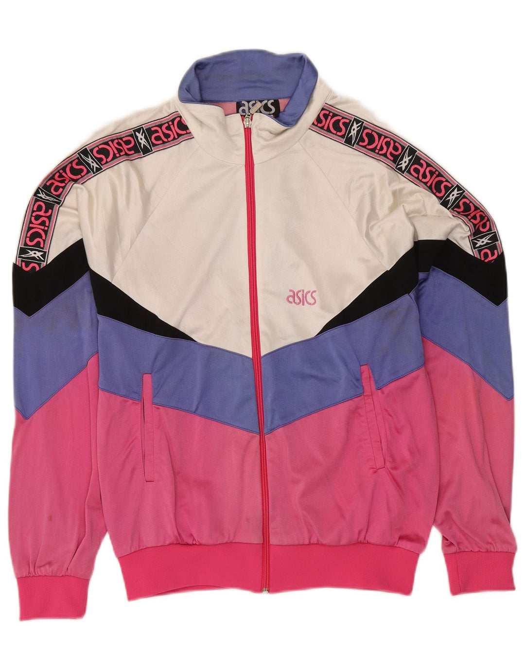 Γυναικεία αθλητική φόρμα γραφικών ASICS Top Jacket IT 46 Large Pink Colourblock