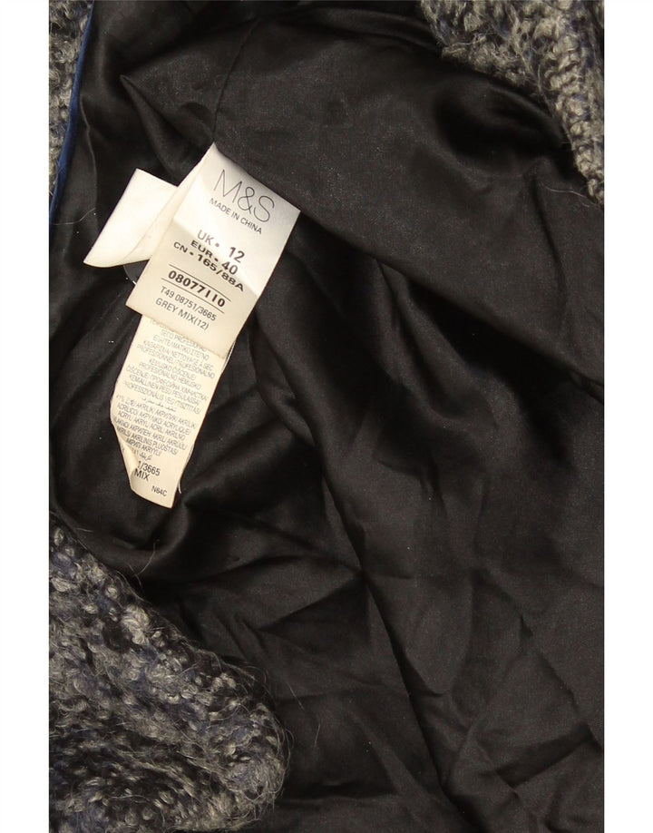 Marks & Spencer Γυναικείο παλτό με διπλό στήθος UK 12 Medium Grey Flecked