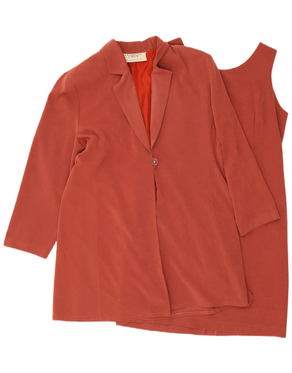 Vintage γυναικείο σετ 1 κουμπιού 2 τεμαχίων UK 16 μεγάλο πολυεστέρα μπορντό