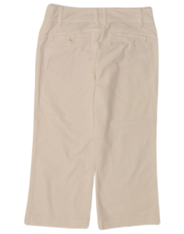 MONSOON Womens Straight Capri Trousers UK 10 Small W29 L21 White Cotton