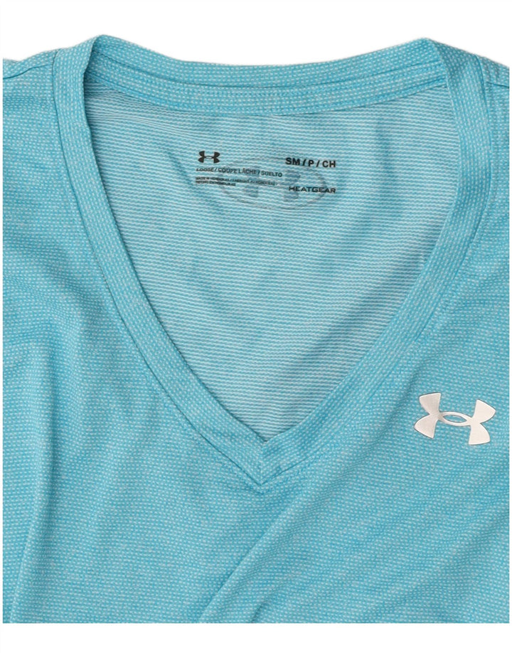 Γυναικείο μπλουζάκι UNDER Armour Top UK 10 Small Blue Pinstripe
