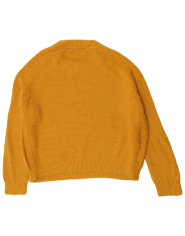 Zara Γυναικείο πουλόβερ με λαιμόκοψη UK 14 Medium Yellow Nylon