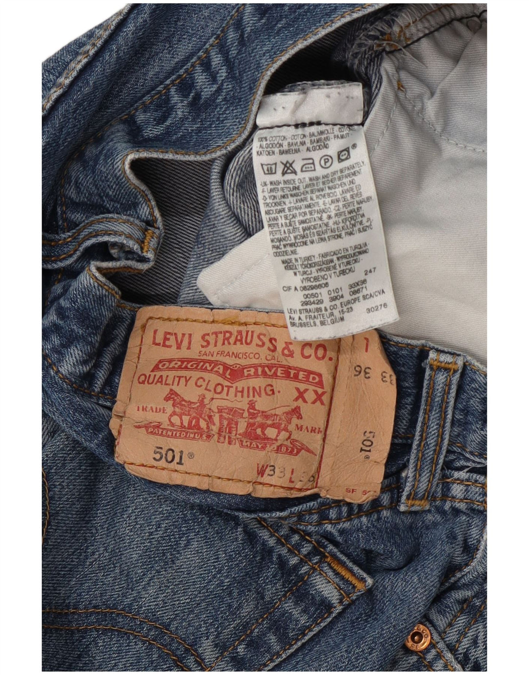 Levi's Mens 501 Straight Jeans W33 L36 Blue Cotton