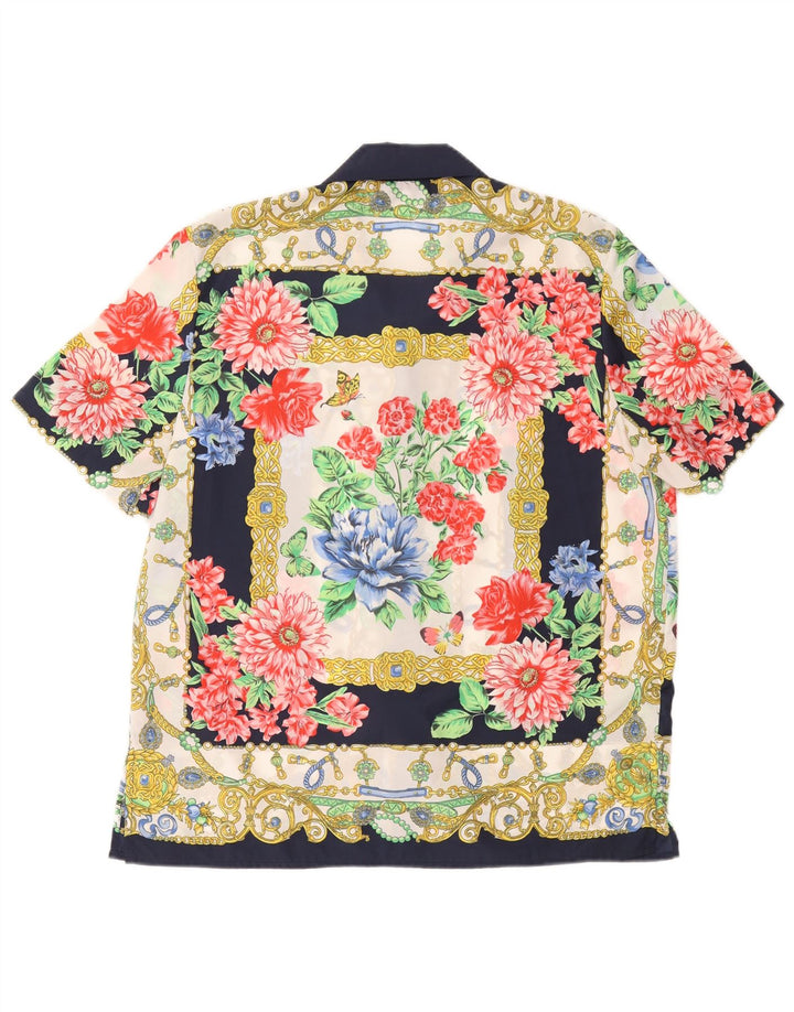 Alexia Γυναικείο κοντομάνικο πουκάμισο Μπλούζα UK 16 Large Navy Blue Floral