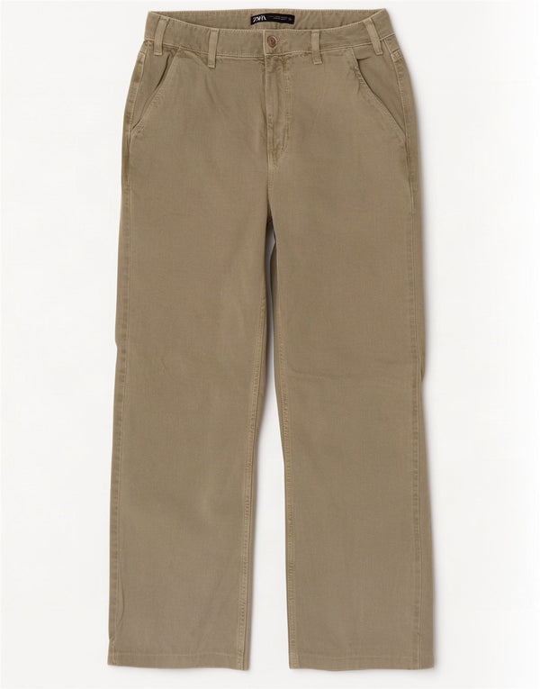 Zara Γυναικείο Ψηλόμεσο Τζιν EU 38 Small W28 L29 Χακί βαμβακερό