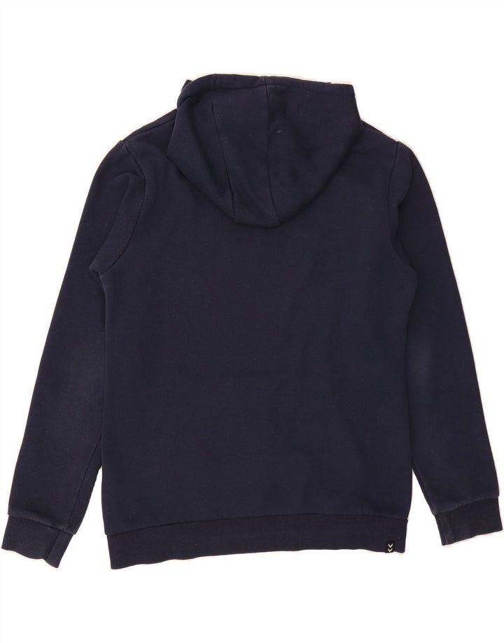 HUMMEL Mens Graphic Hoodie Jumper Medium Navy Blue Cotton Vintage Hummel and Second-Hand Hummel from Messina Hembry 