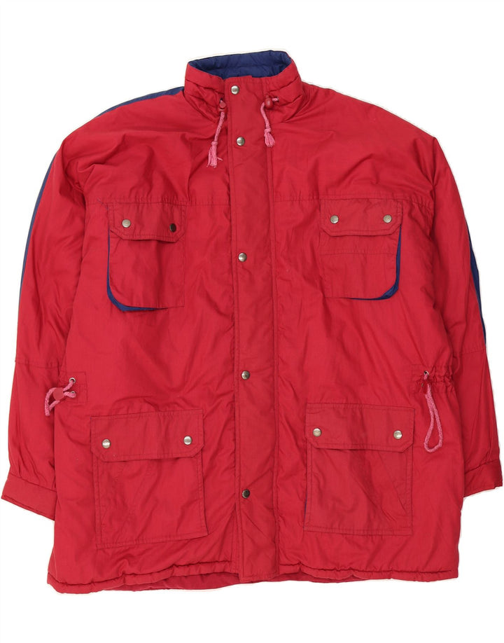 VINTAGE Mens Utility Jacket UK 44 2XL Red Colourblock Polyester Vintage Vintage and Second-Hand Vintage from Messina Hembry 