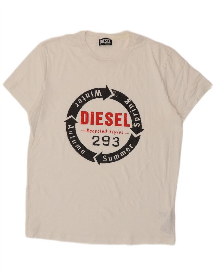 Ανδρικό γραφικό T-Shirt Diesel Top XL Λευκό βαμβακερό