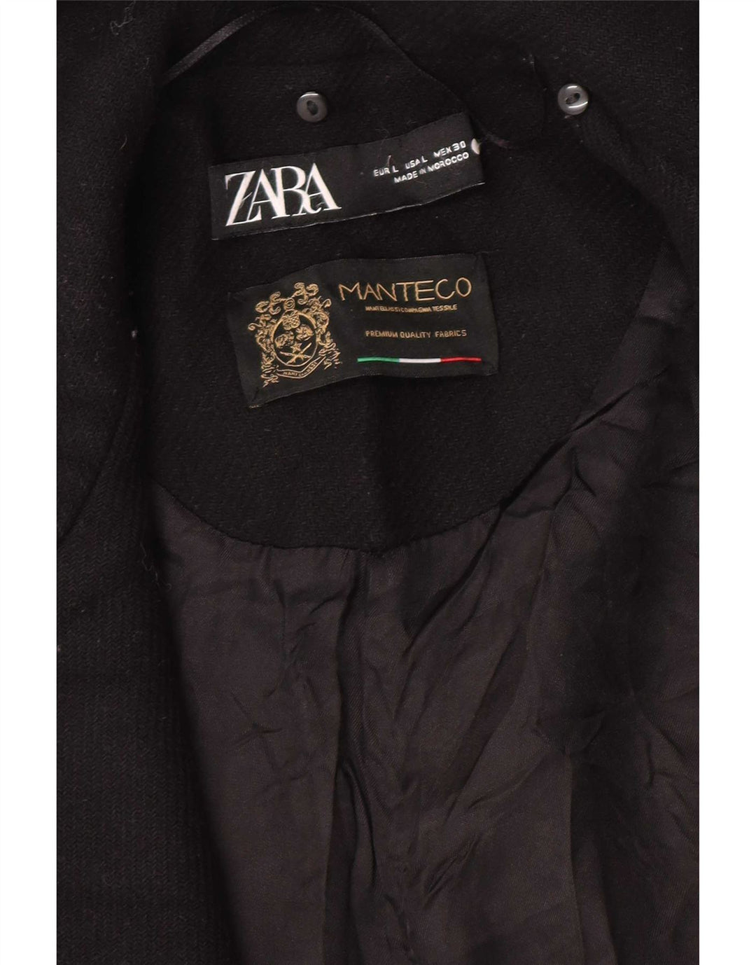 Zara Γυναικείο Παλτό UK 16 Large Μαύρο