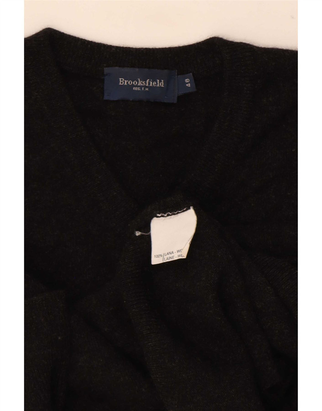 Ανδρικό πουλόβερ Brooksfield με V λαιμόκοψη IT 48 Small Black Wool