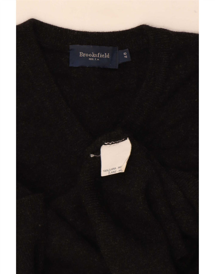 Ανδρικό πουλόβερ Brooksfield με V λαιμόκοψη IT 48 Small Black Wool