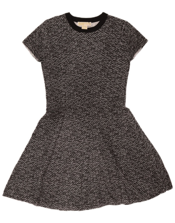 Michael Kors Womens A-Line Dress UK 12 Medium Black Flecked Cotton