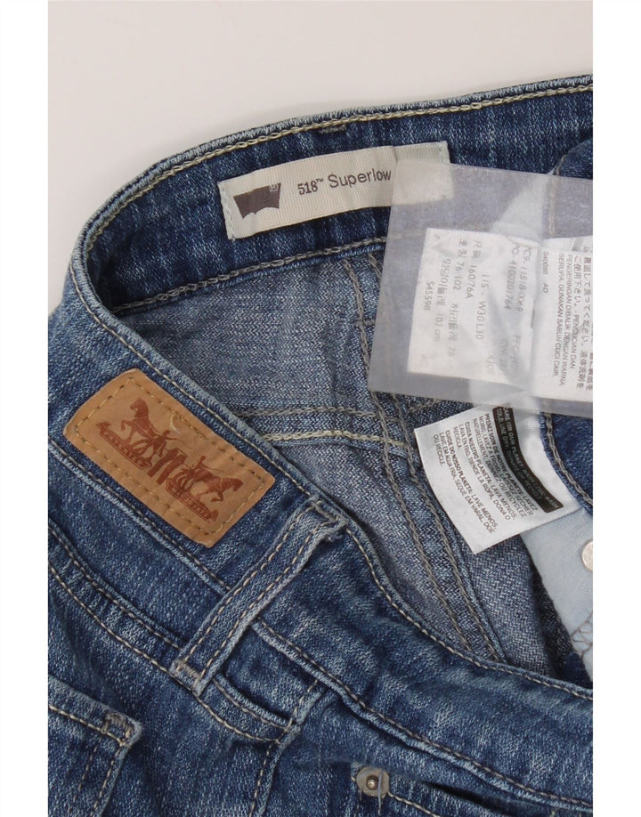 Levi's Womens 518 Super Low Bootcut Jeans W30 L30 Blue Cotton