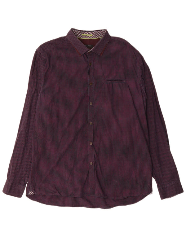 Ανδρικό πουκάμισο Ted Baker Νούμερο 6 2XL Μωβ Gingham Cotton