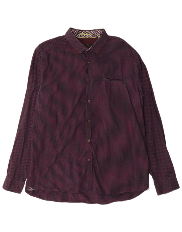 Ανδρικό πουκάμισο Ted Baker Νούμερο 6 2XL Μωβ Gingham Cotton