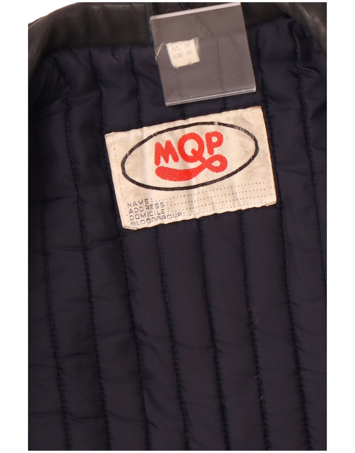 MQP Ανδρικό Δερμάτινο Μπουφάν Biker UK 46 3XL Μαύρο Colourblock Δερμάτινο