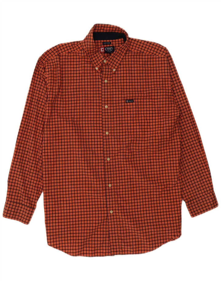 CHAPS Mens Tall Shirt XL Orange Check Cotton