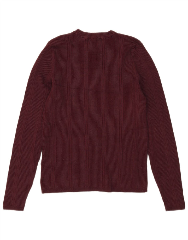 Marks & Spencer Γυναικείο πουλόβερ με λαιμόκοψη UK 12 Medium Burgundy