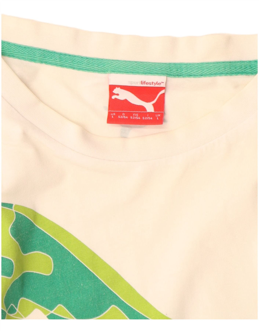 Ανδρικό γραφικό μπλουζάκι Puma, μεγάλο λευκό βαμβακερό