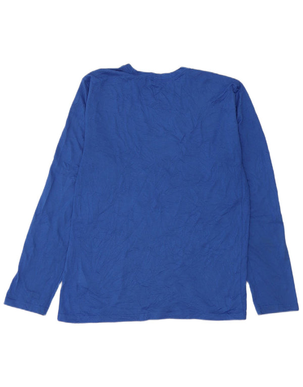 Nike Mens Dri Fit Top Long Sleeve Medium Blue Polyester