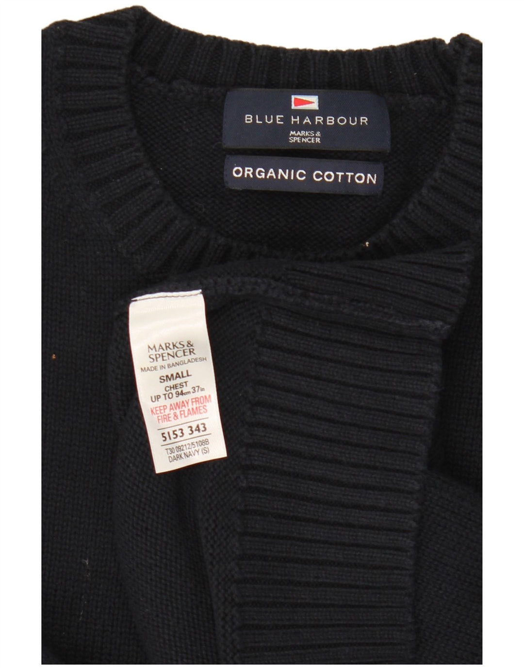 Marks & Spencer Ανδρικό μπλε πουλόβερ με λαιμόκοψη Harbor Crew Small Navy Blue