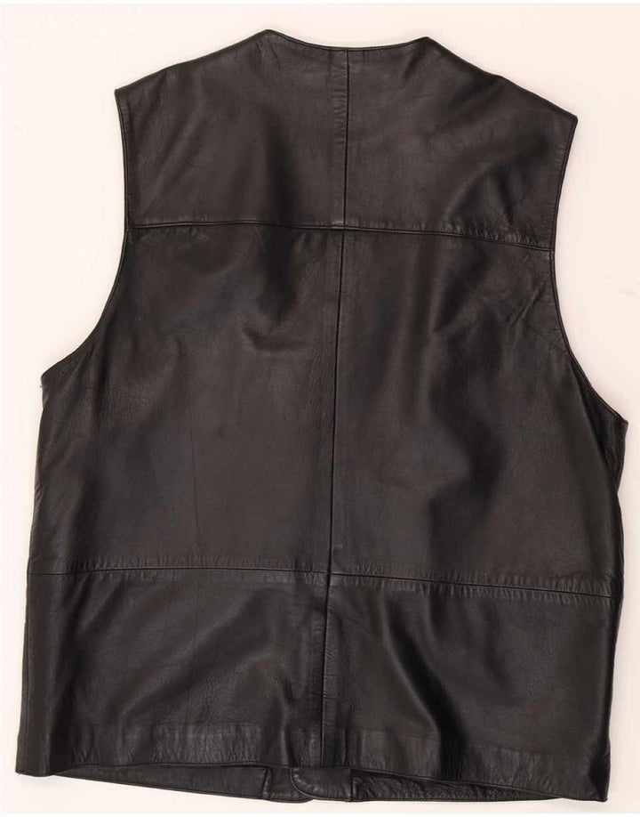 Vintage Ανδρικό Δερμάτινο Gilet UK 38 Medium Black