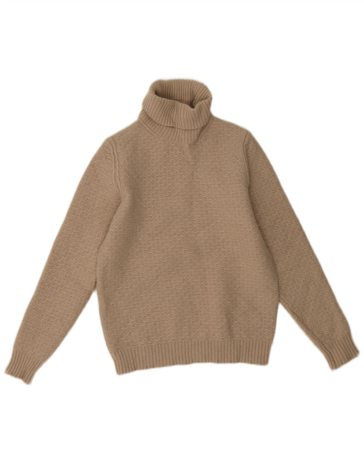 Massimo Dutti Γυναικείο πουλόβερ με ρολό λαιμόκοψη UK 14 Μεγάλο Μπεζ γεωμετρικό