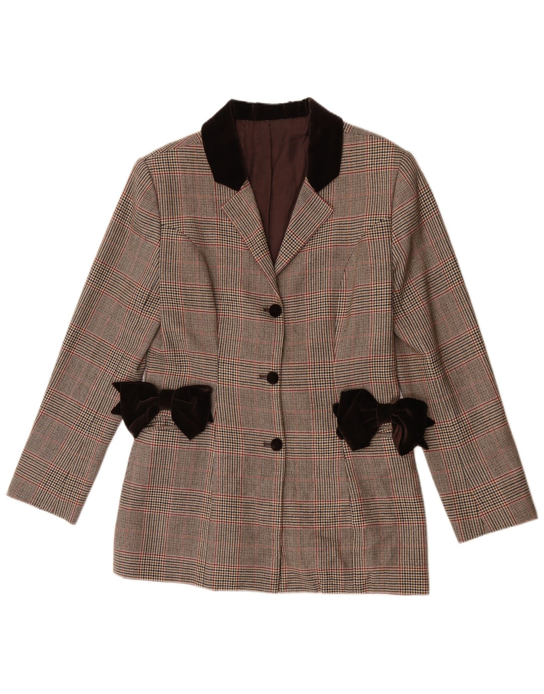 Vintage γυναικείο σακάκι blazer UK 8 Small Brown καρό
