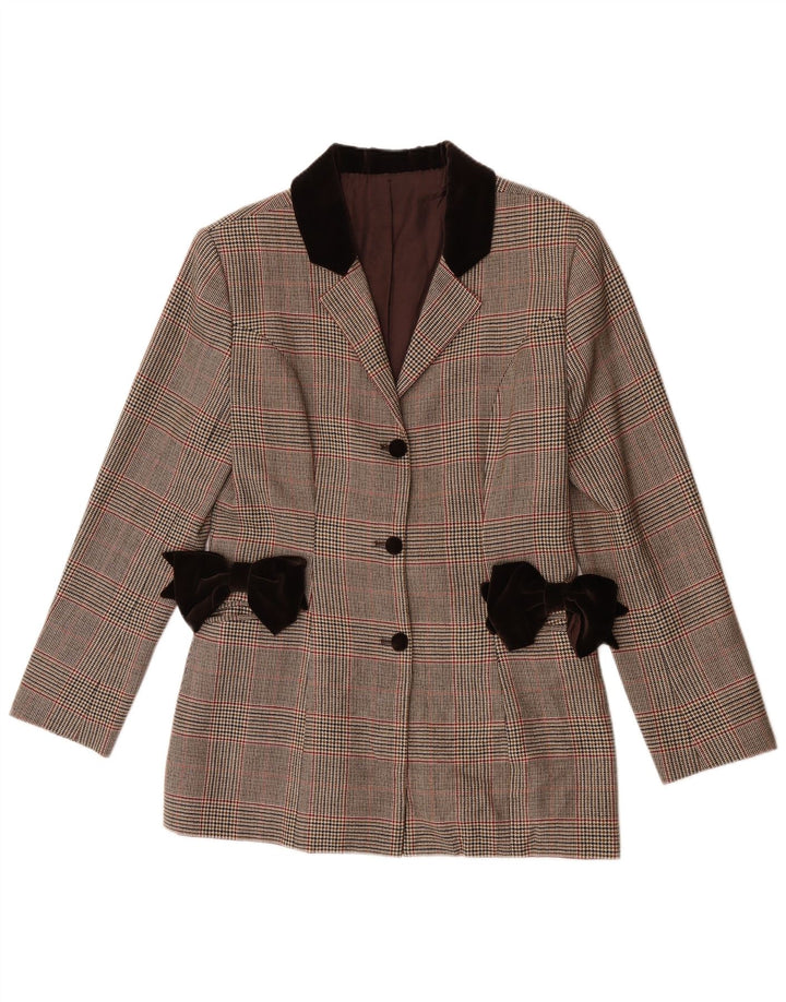 Vintage γυναικείο σακάκι blazer UK 8 Small Brown καρό