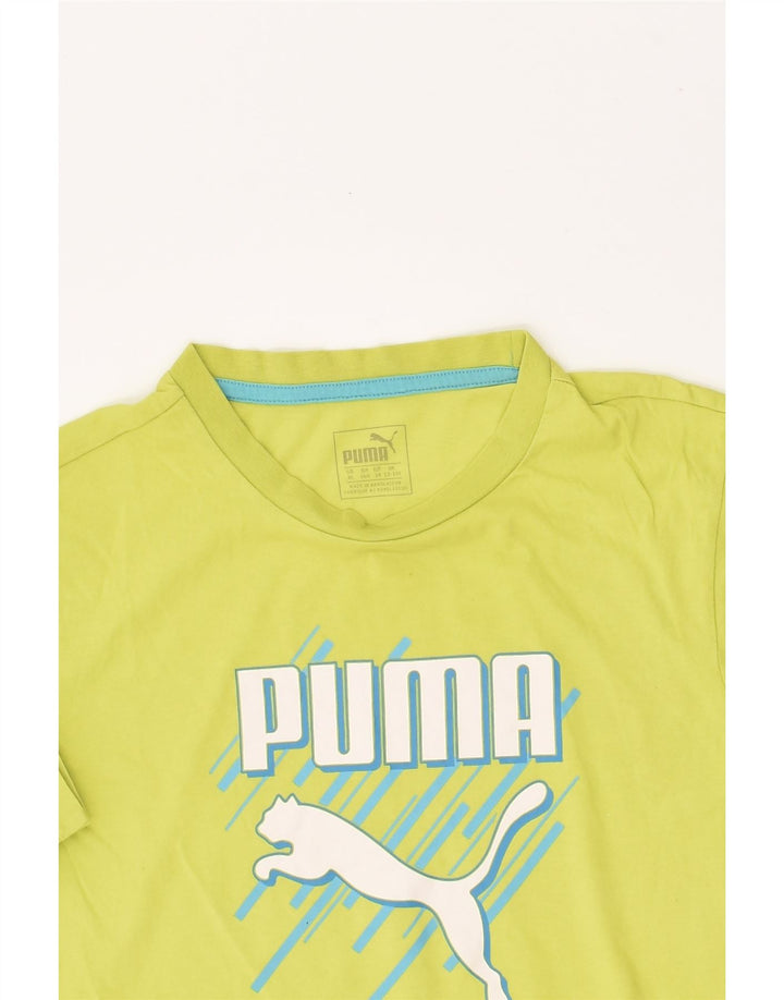 PUMA Boys Graphic T-Shirt Top 13-14 Years Green Cotton | Vintage Puma | Thrift | Second-Hand Puma | Used Clothing | Messina Hembry 
