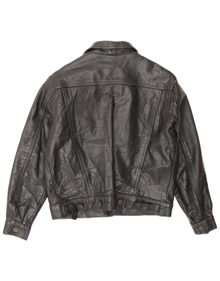 Vintage Γυναικείο Δερμάτινο Μπουφάν IT 42 Medium Black Leather