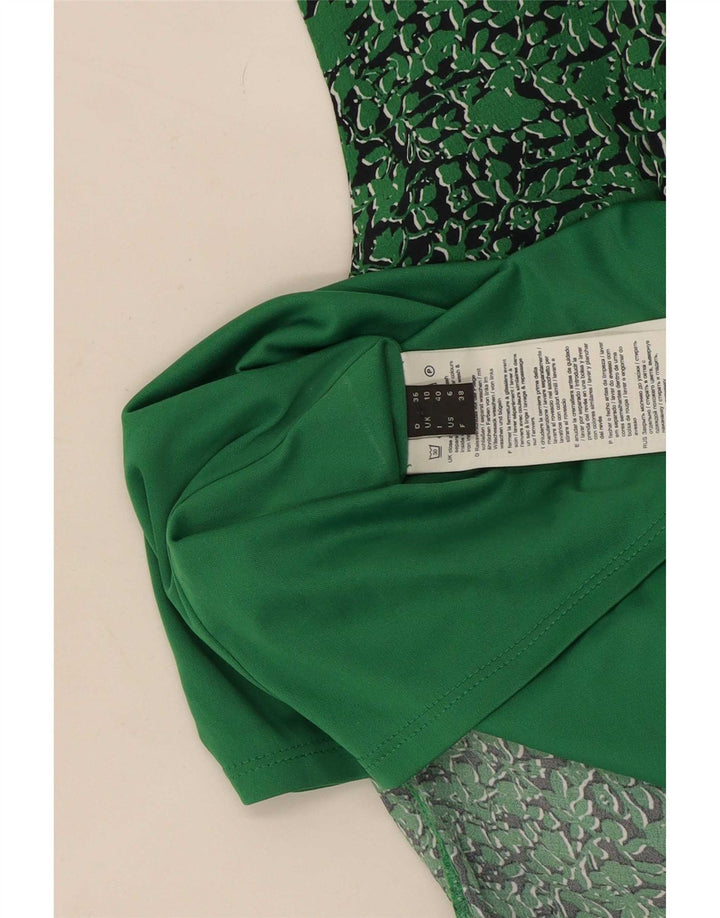 Esprit Γυναικείο Abstract Pattern Αμάνικο φόρεμα UK 10 Small Green