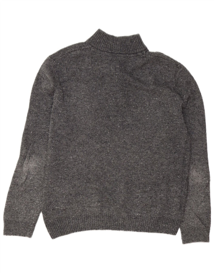 Crew Clothing Ανδρικό πουλόβερ με κουμπιά λαιμόκοψη μεσαίου γκρι μαλλί αρνιού